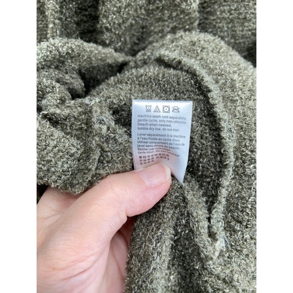 Barefoot Dreams CozyChic Lite Cardigan Sz L Olive Green Shawl Collar Open Front - Picture 6 of 11
